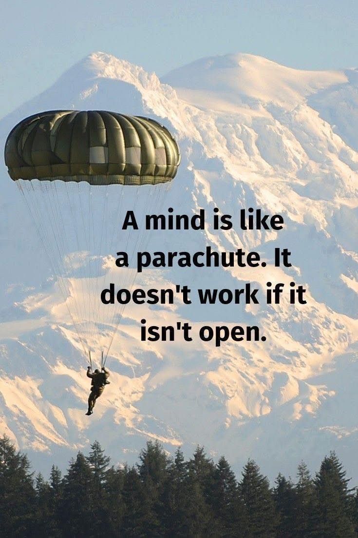 Skydiver With Parachute and Motivational Quote