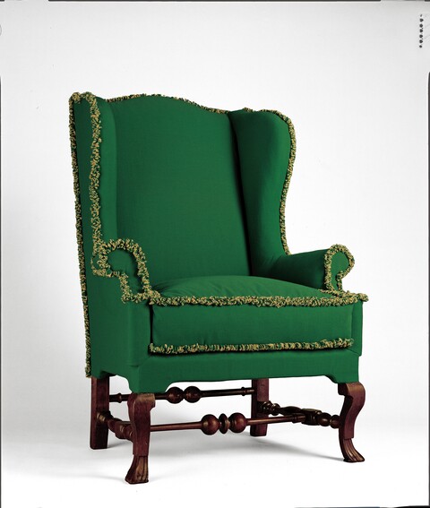 Green Upholstered Wingback Armchair