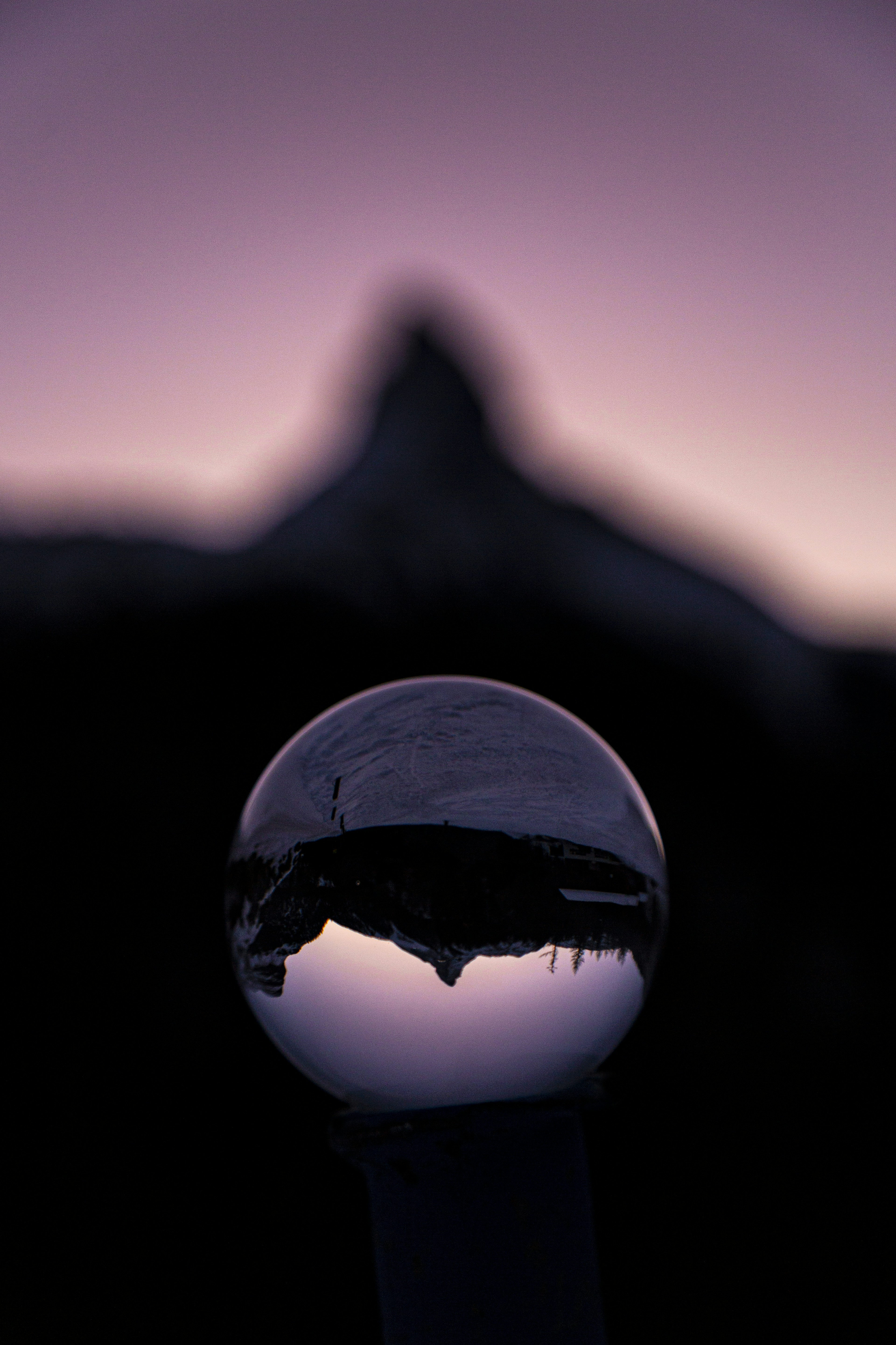 Crystal Ball Reflection of Dusk Mountain