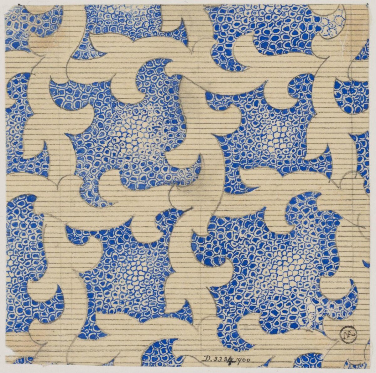 Blue Abstract Textile Pattern Design Sketch