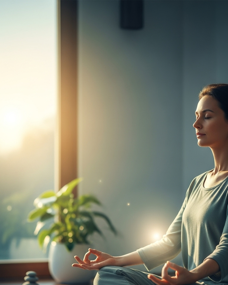 Woman Meditating by Window