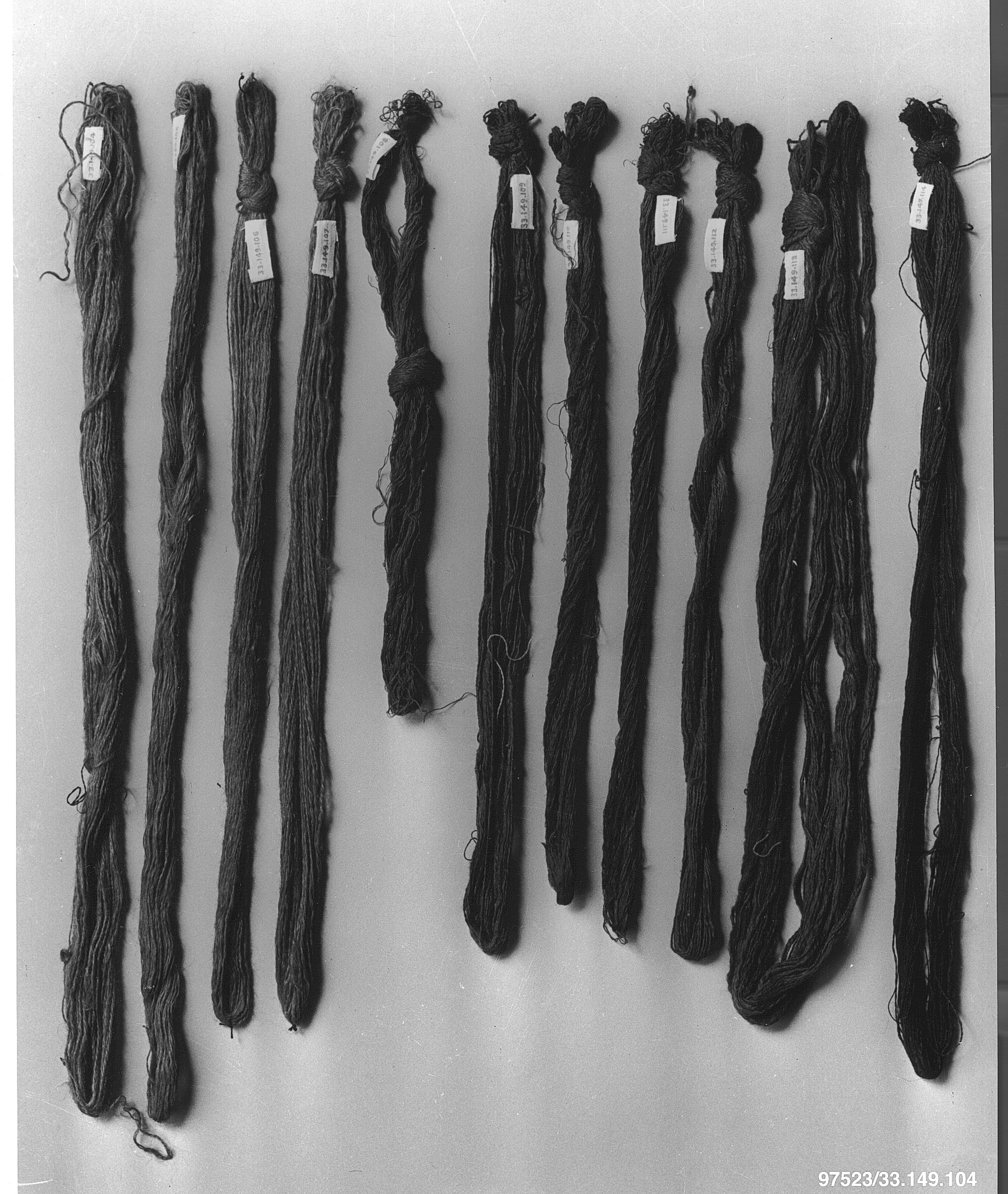 Labeled Skeins of Dyed Yarn