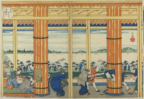 Ukiyo-e Riverside Pavilion Scene