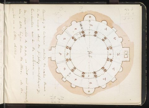 Hand-drawn Round Church Floor Plan
