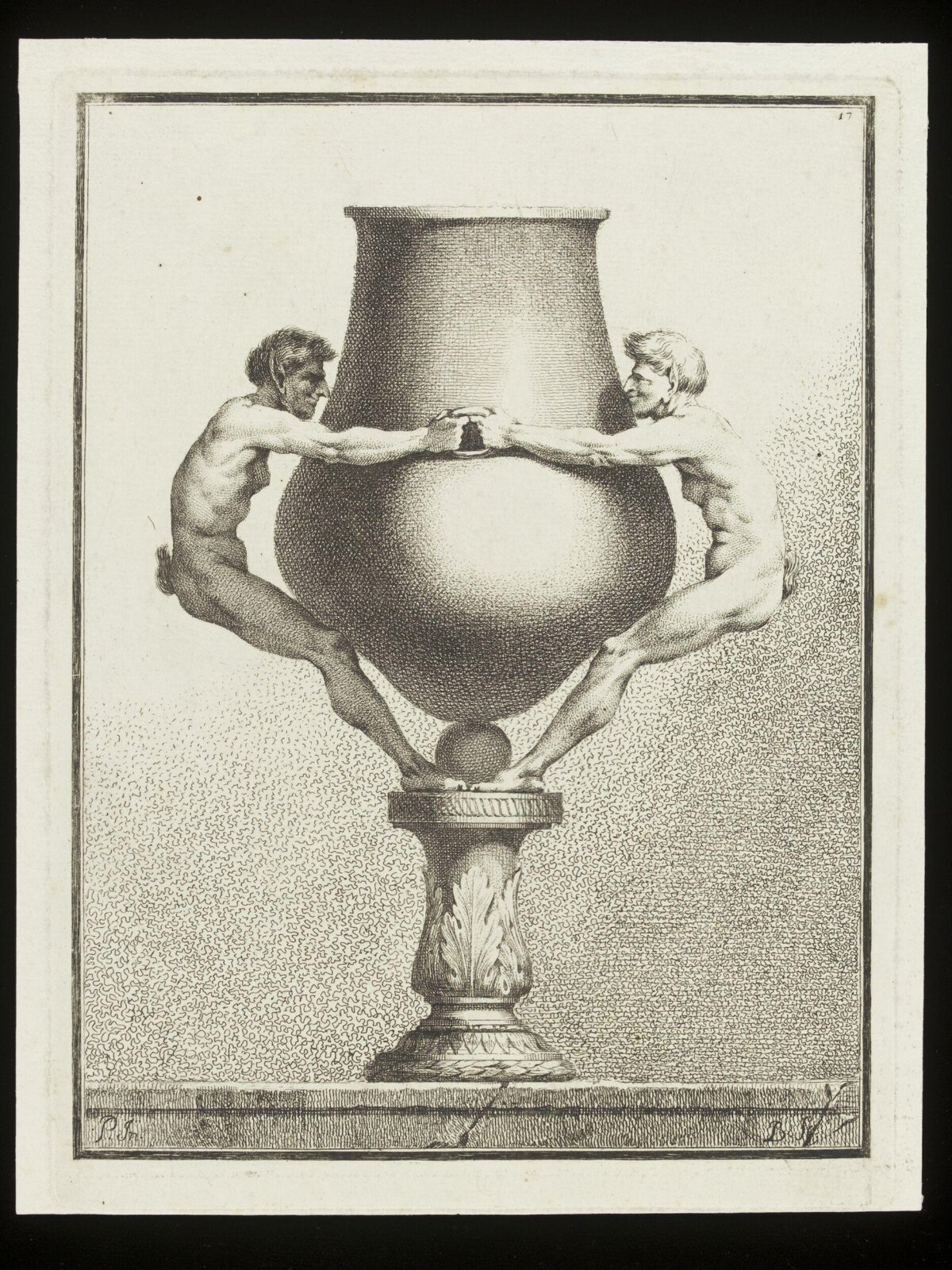 Engraved Vase with Two Nude Men