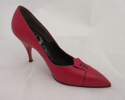 Red Leather Pointed Toe High Heel