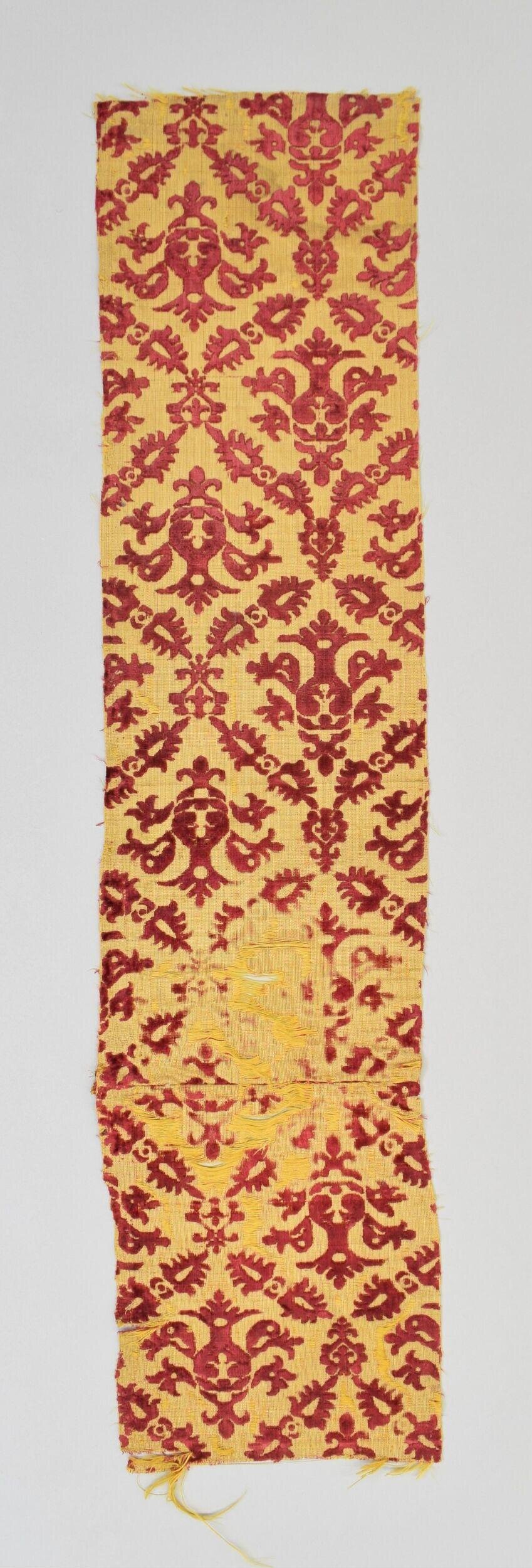 Red Yellow Patterned Textile Fragment