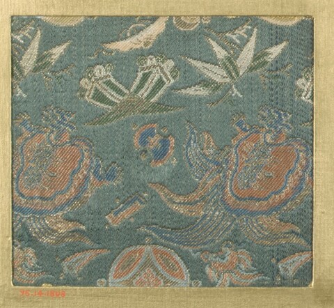 Antique Blue Brocade Textile Sample