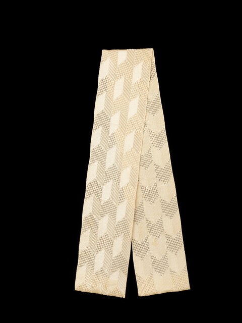 Beige Geometric Knitted Scarf