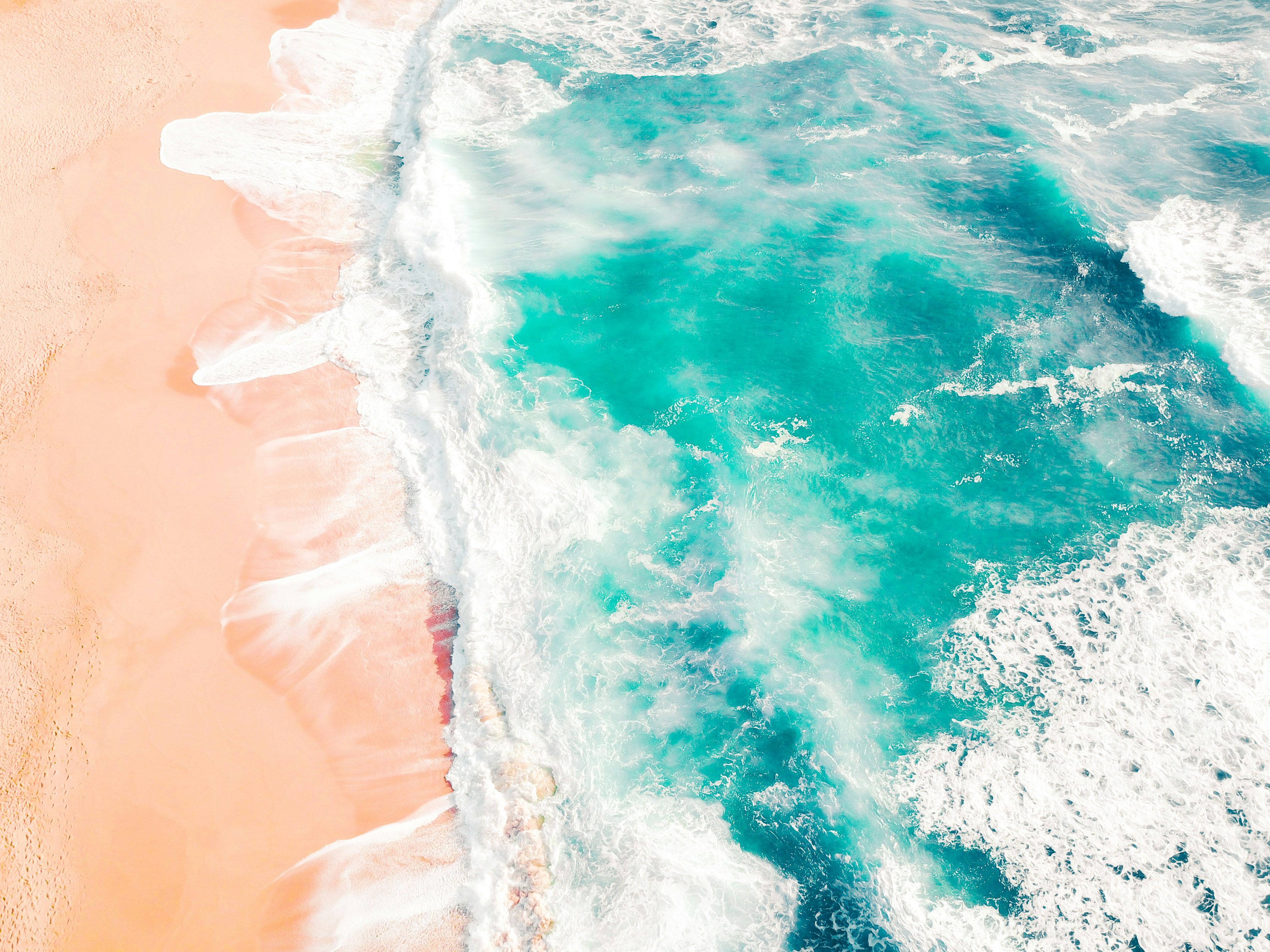 Aerial View of Pink Sand Beach and Ocean