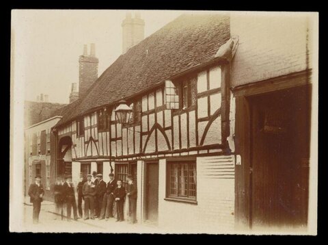Old Photo of Half-timbered Street Building