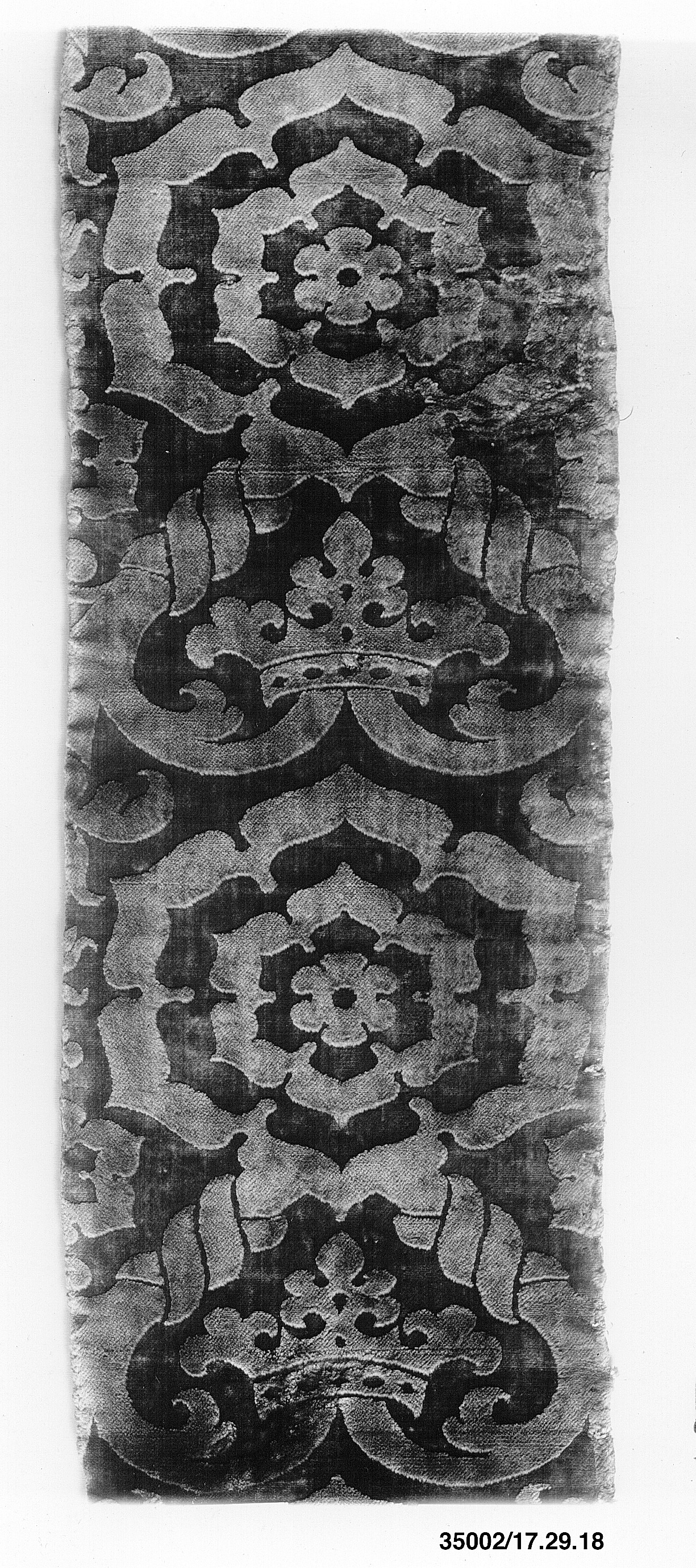 Antique Patterned Velvet Textile Fragment