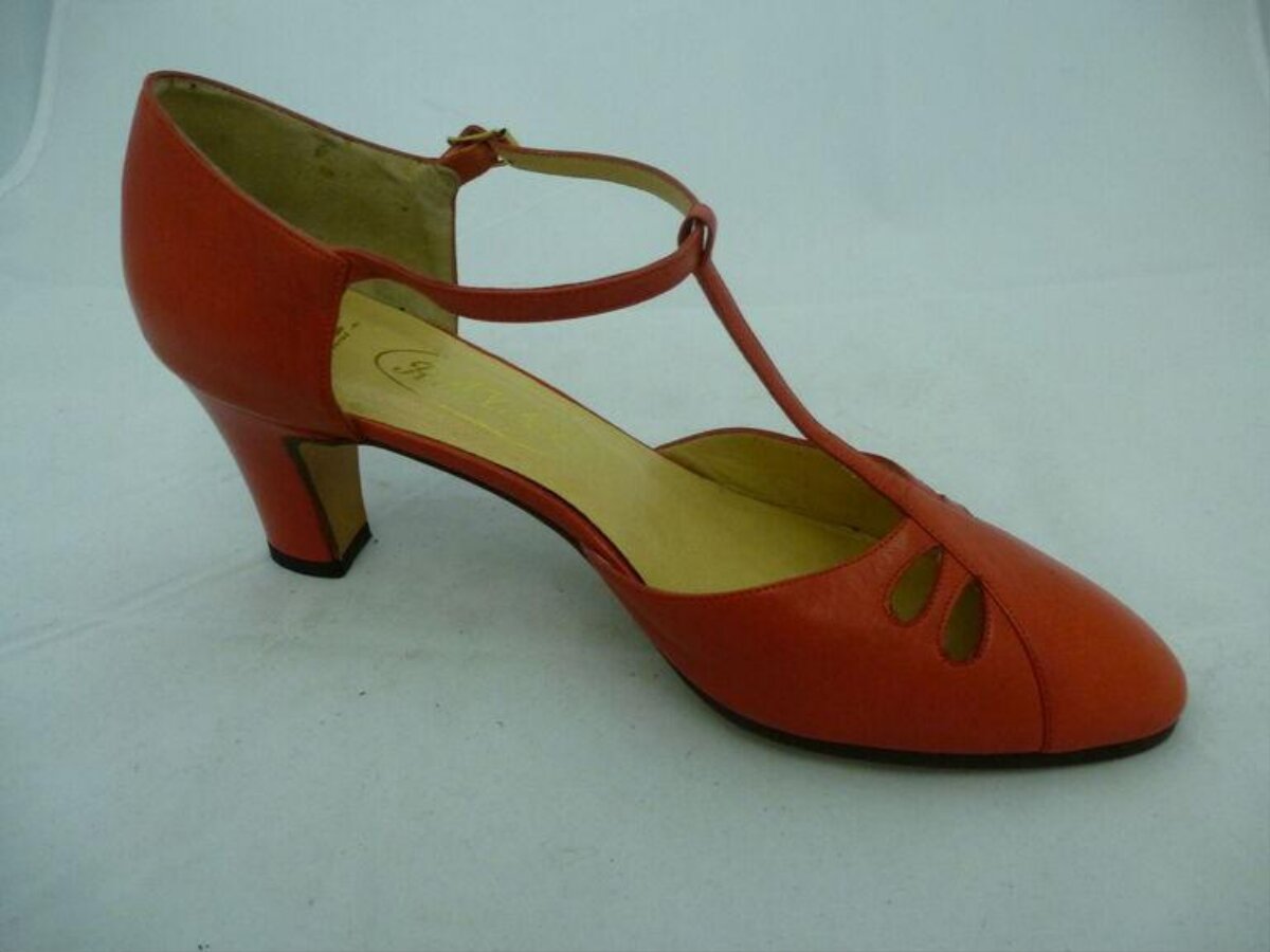 Orange T-Strap High Heel Shoe