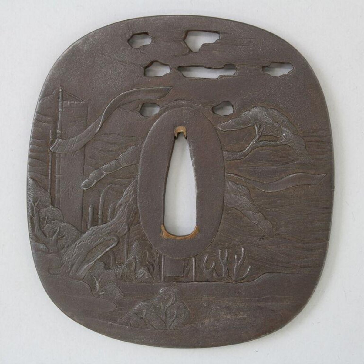 Iron Carved Japanese Sword Tsuba