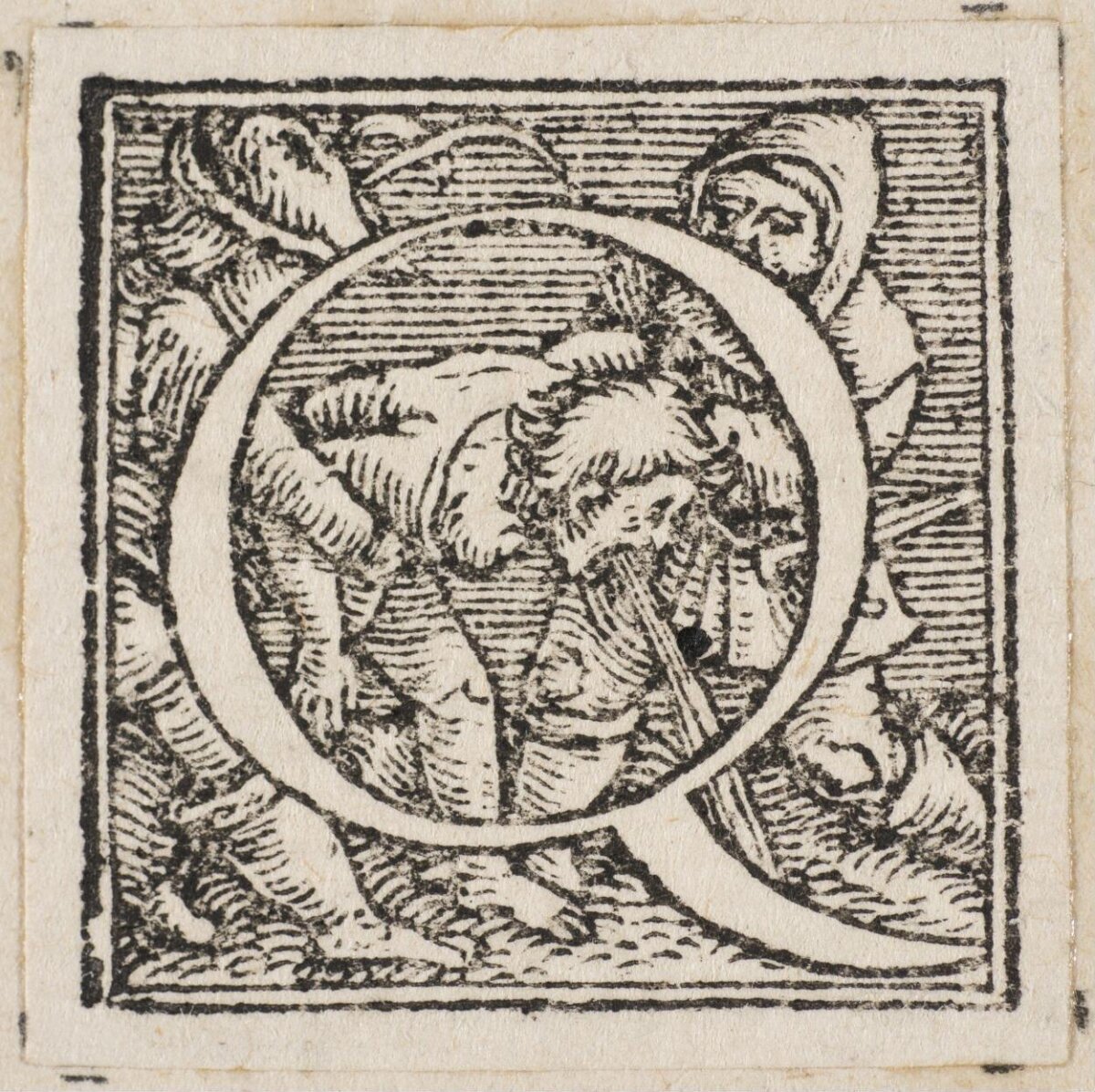 Woodcut Decorated Initial Letter C