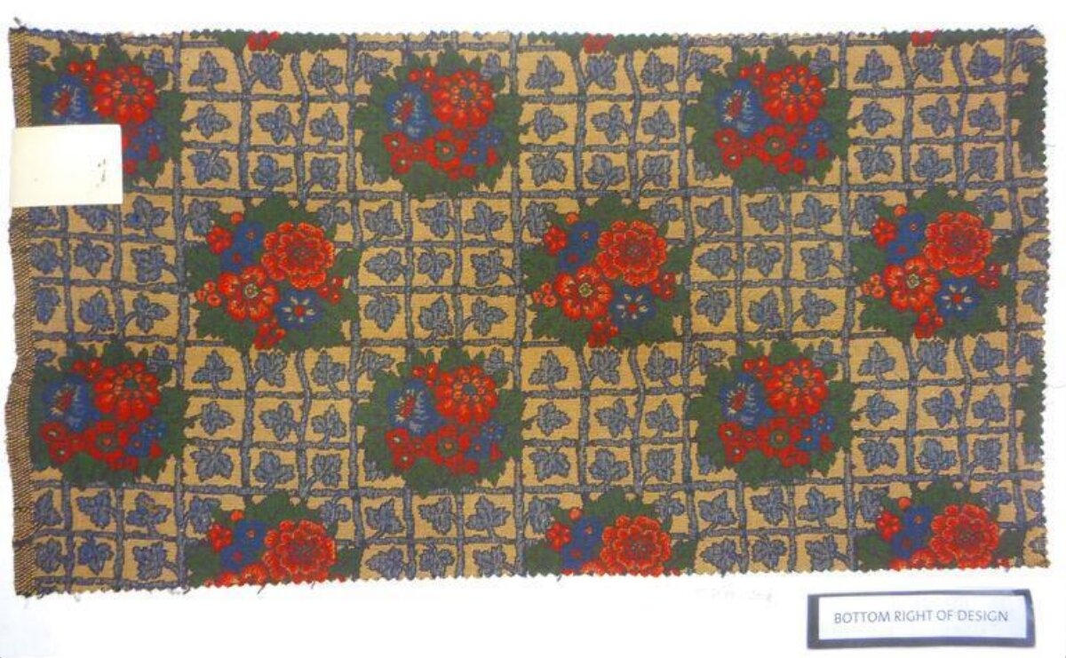 Vintage Floral Grid Textile Sample