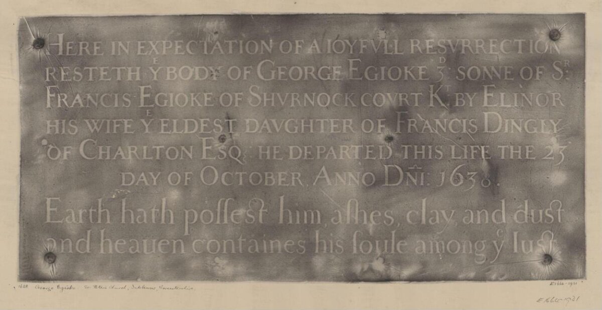 1638 George Egioke Tomb Inscription Rubbing