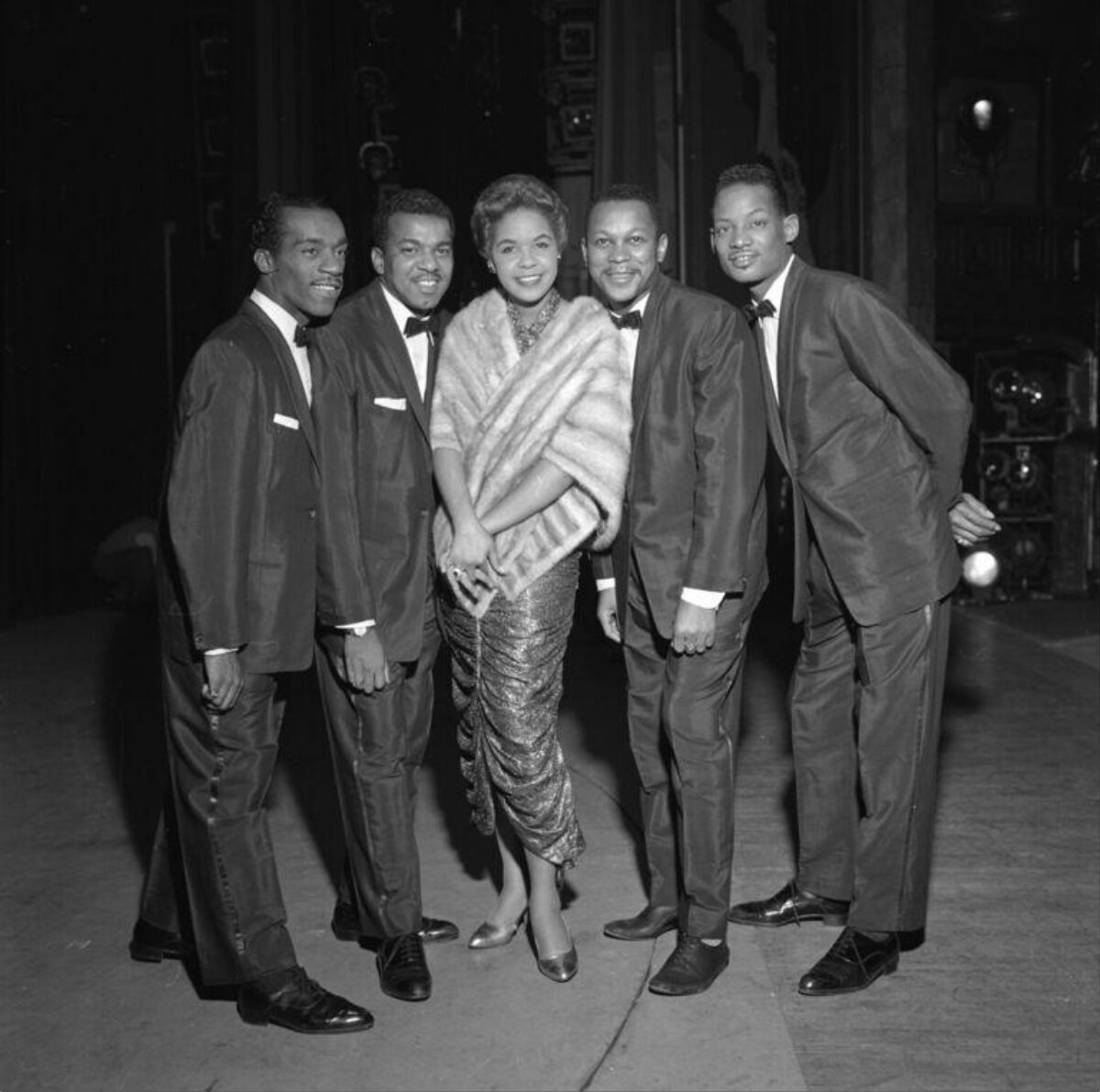 Five Entertainers Posing Backstage