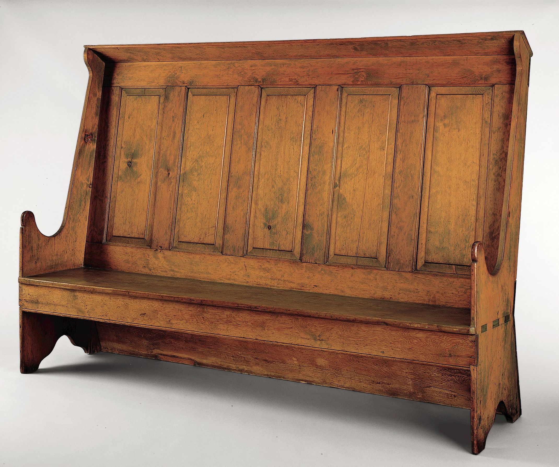 Vintage Wooden High Back Bench