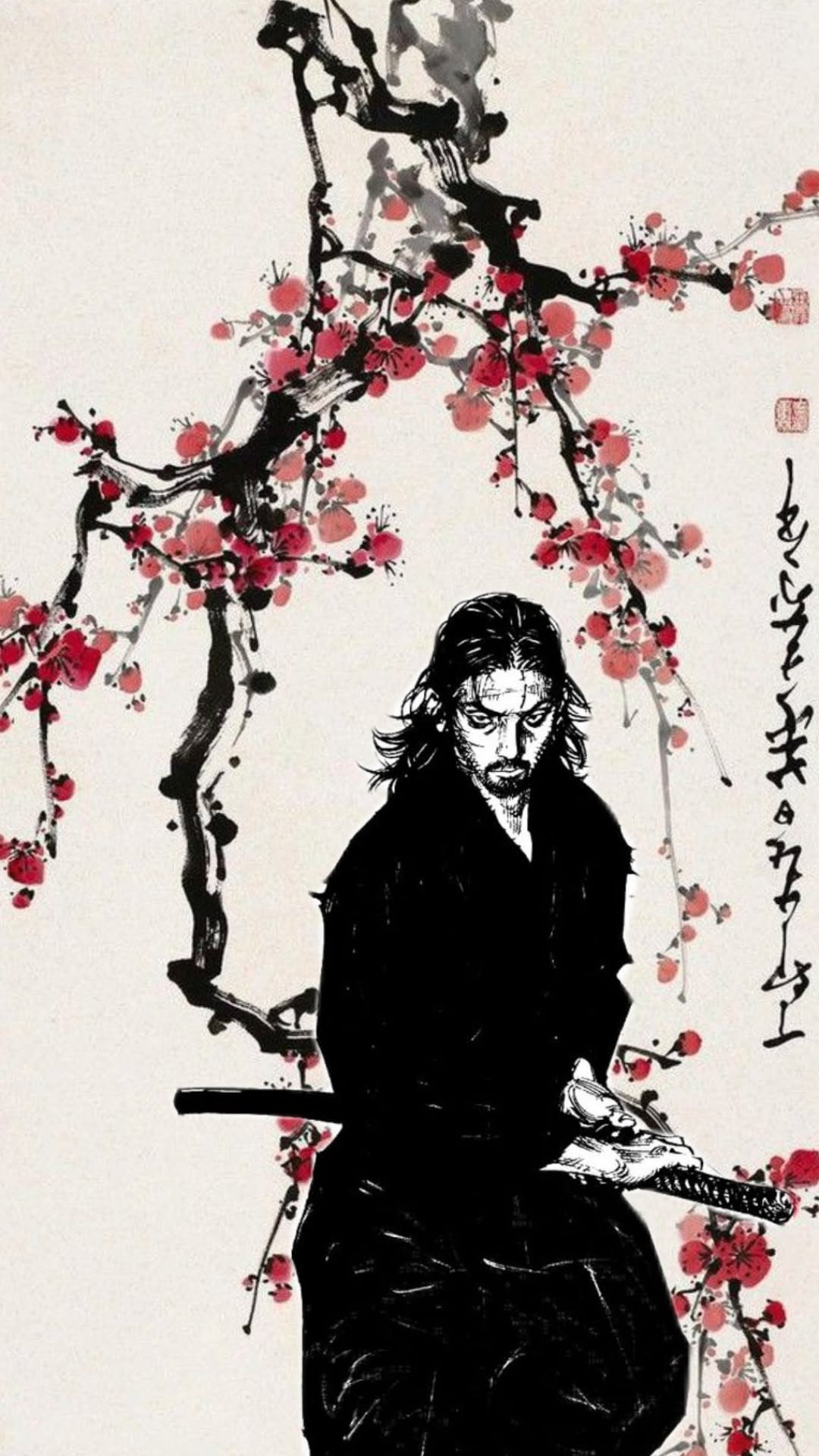 Lone Samurai with Cherry Blossom