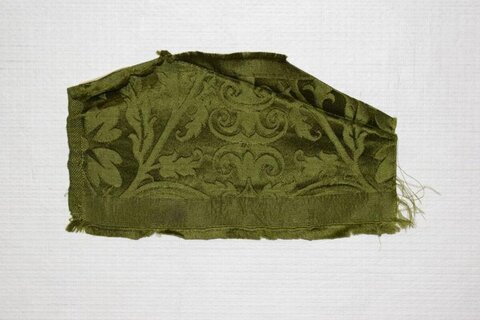 Green Patterned Velvet Fabric Fragment