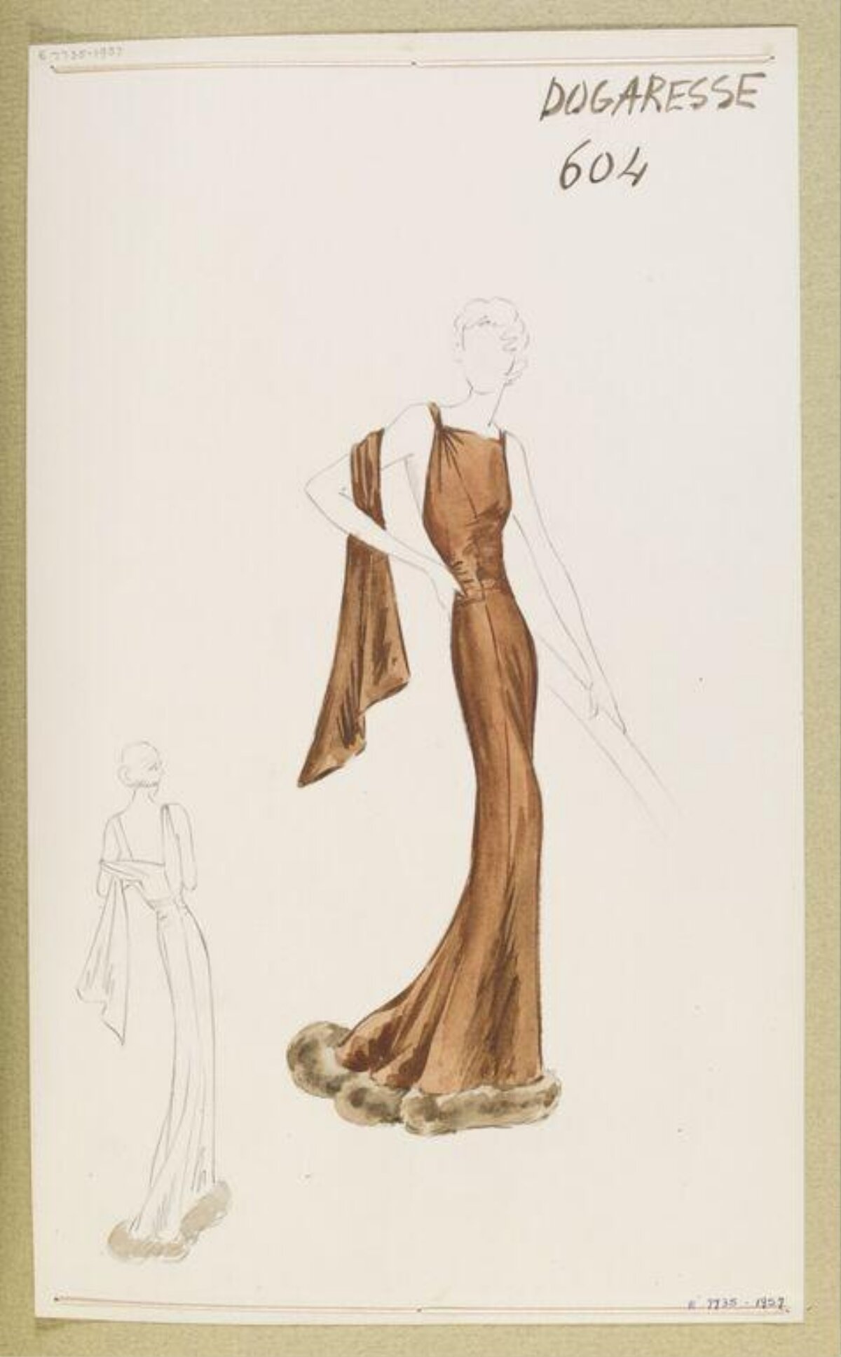 Vintage Evening Gown Fashion Sketch