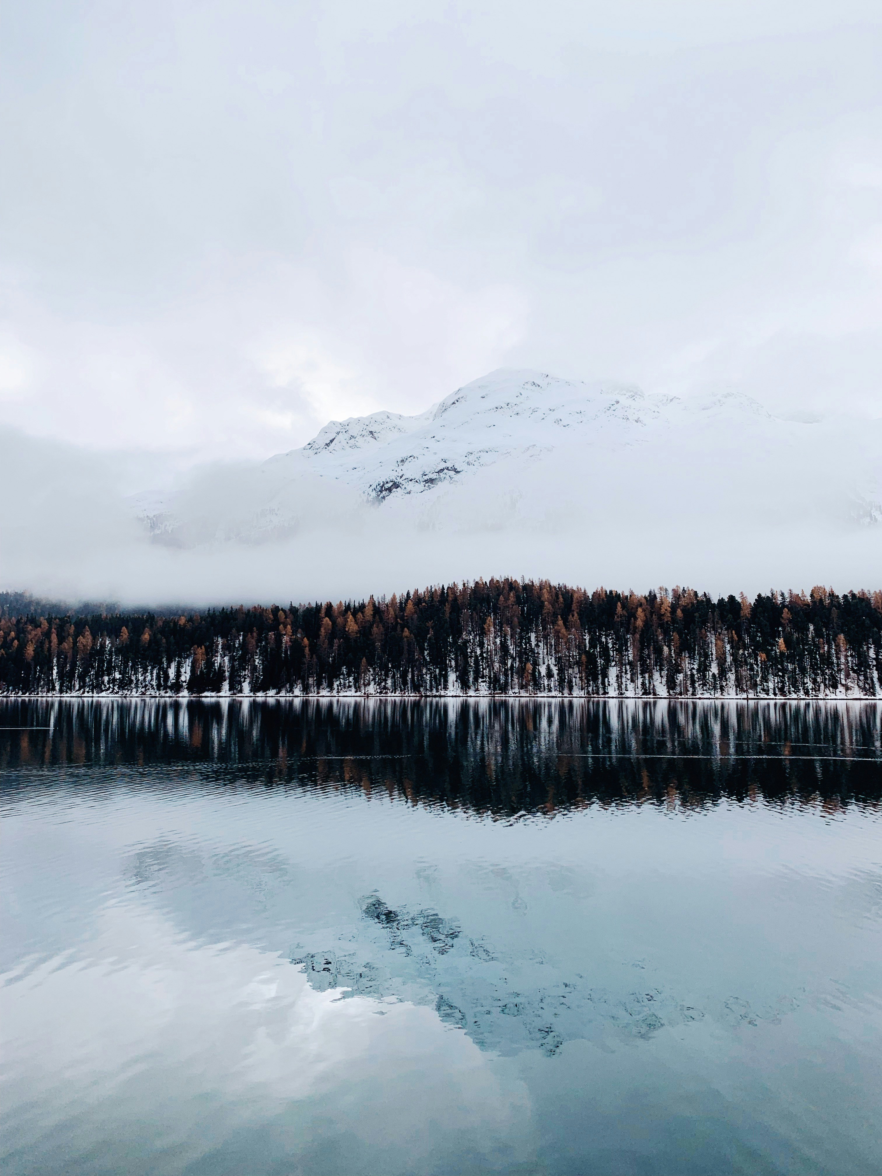 Snowy Mountain Lake Reflection