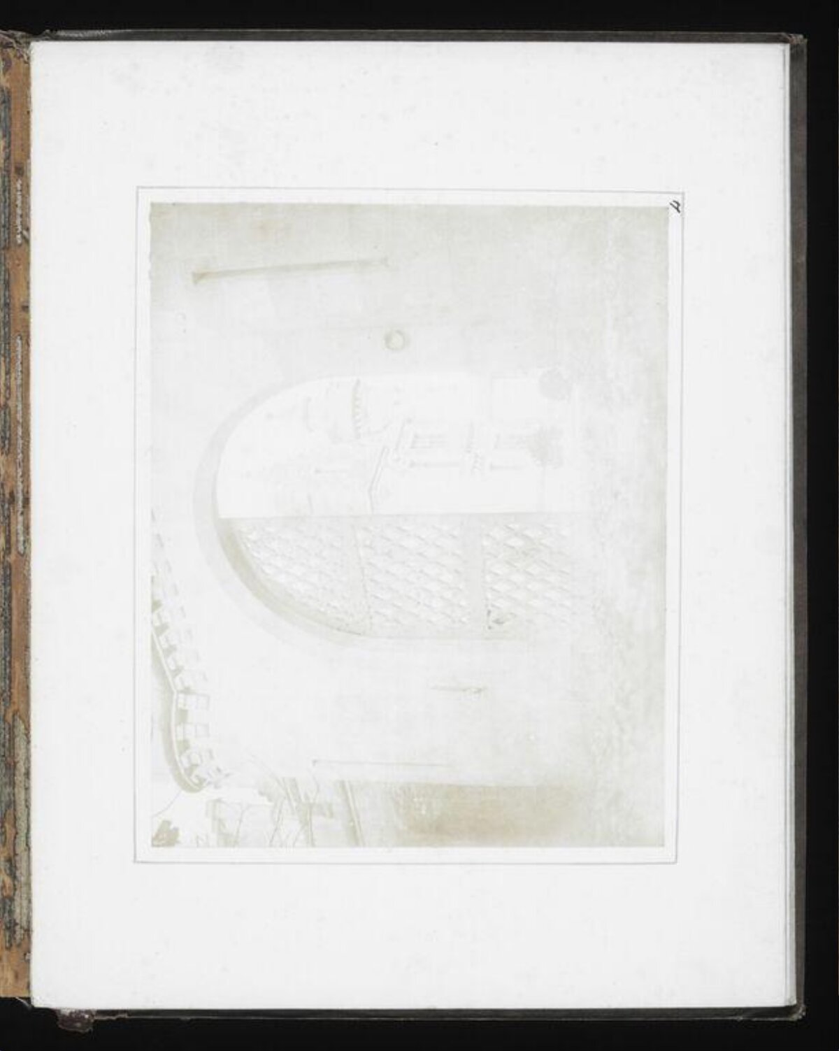 Faded Architectural Sketch on Album Page — White Backgrounds