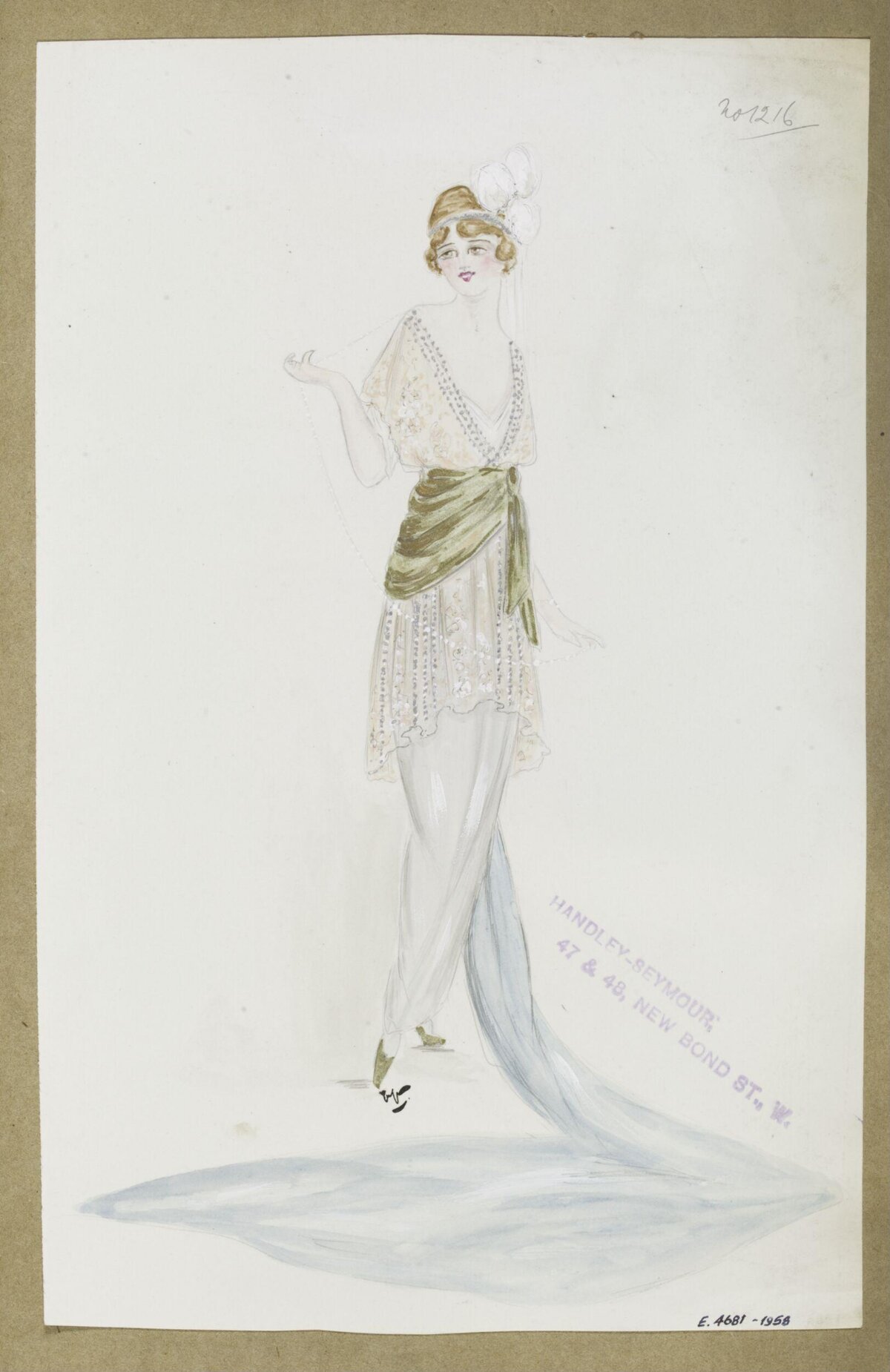 Vintage Evening Gown Fashion Sketch
