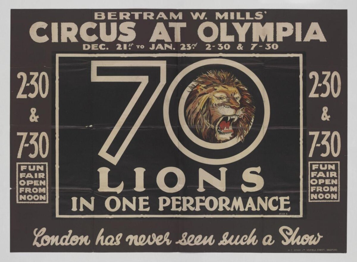 Vintage 70 Lions Circus Promotional Poster
