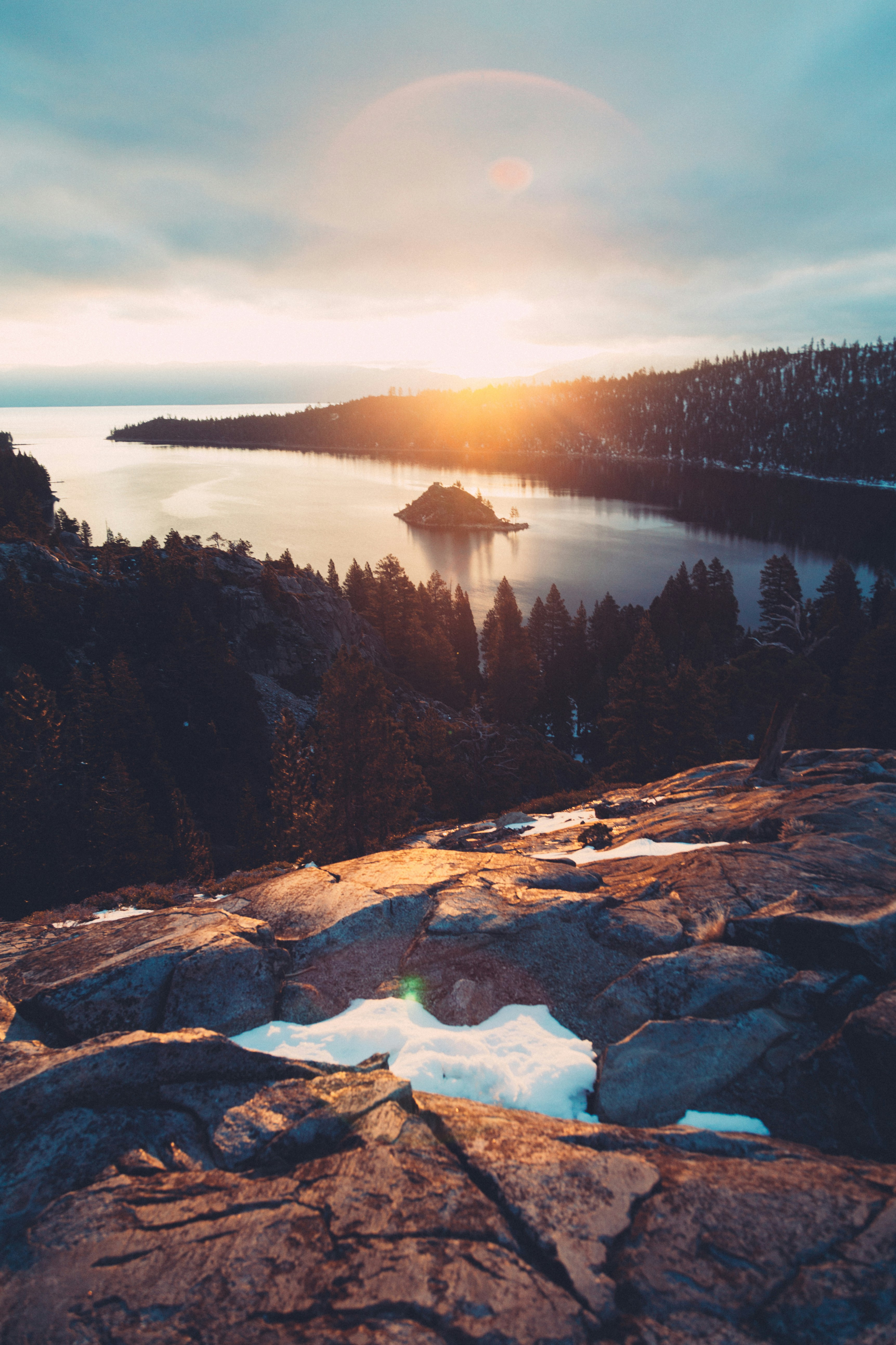 Sunset Over Mountain Lake