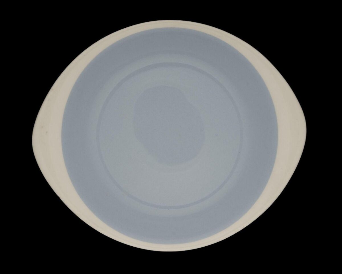 Light Blue Plate Against Black Background