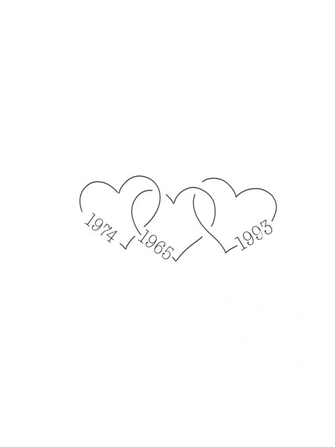 Three Interlinked Hearts With Birth Years