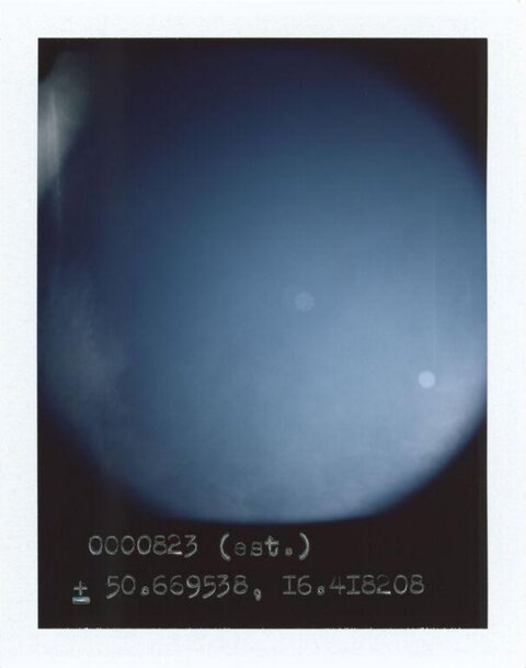 Blue Sky Polaroid with Coordinates