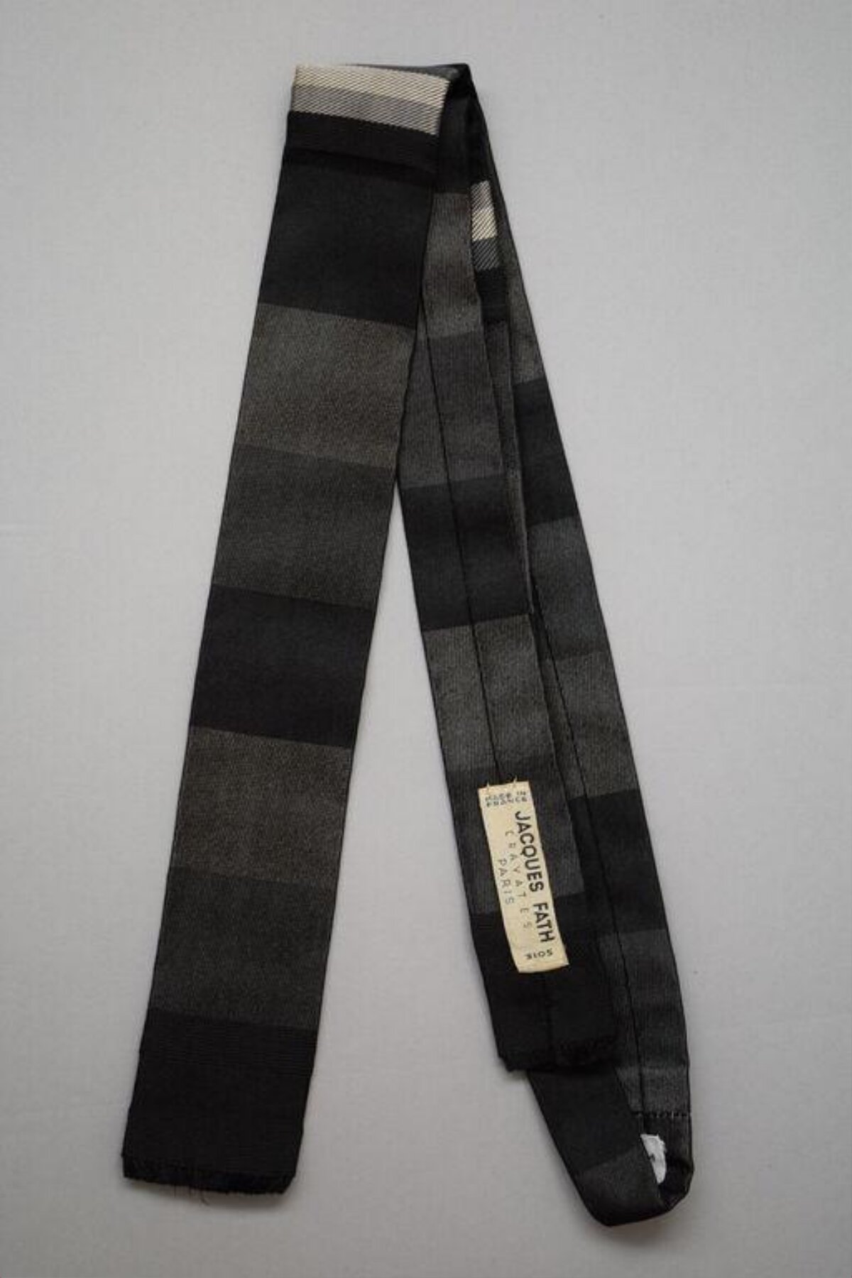 Gray Black Striped Silk Necktie