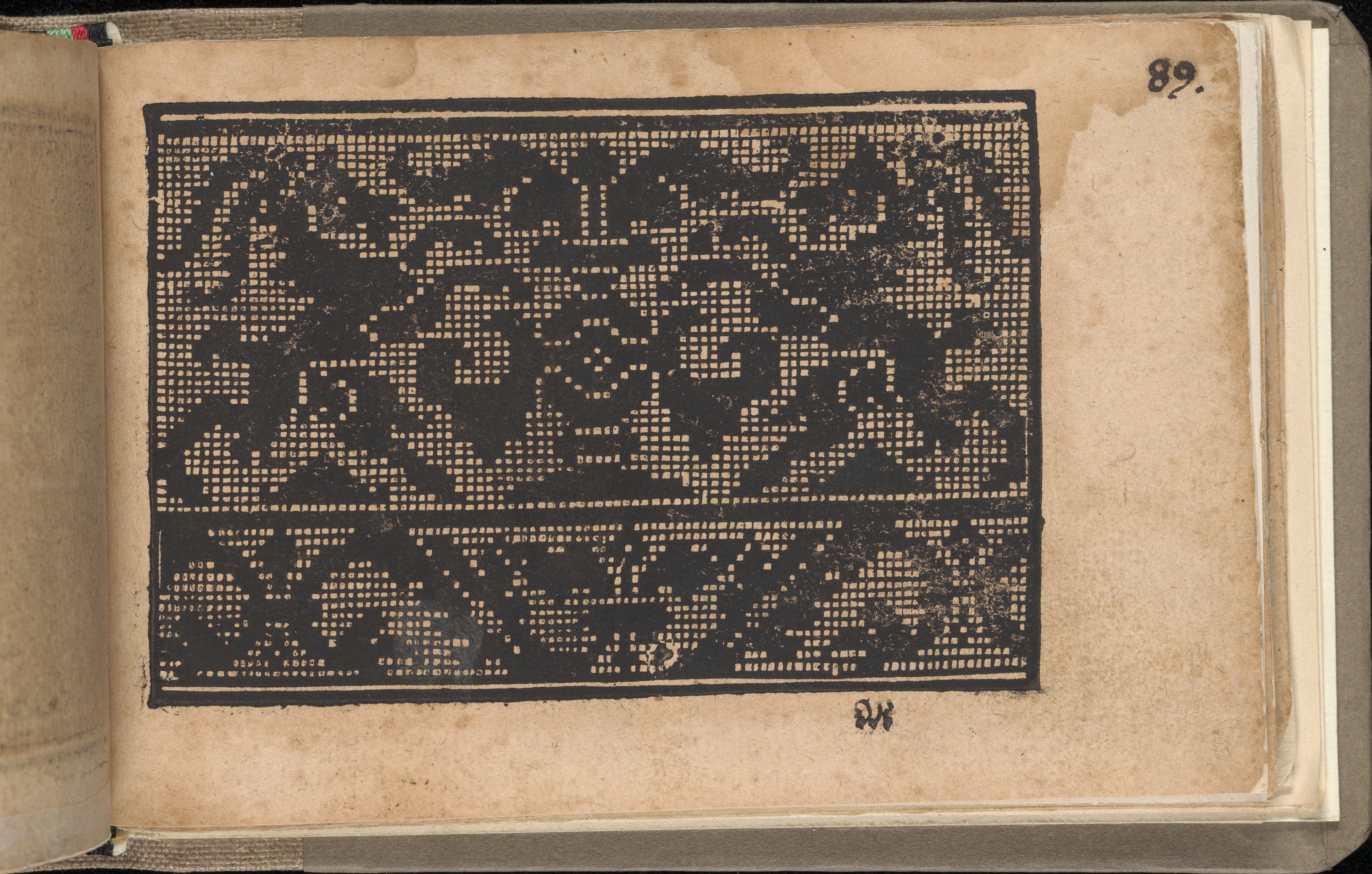 Vintage Cross-Stitch Pattern on Old Book Page
