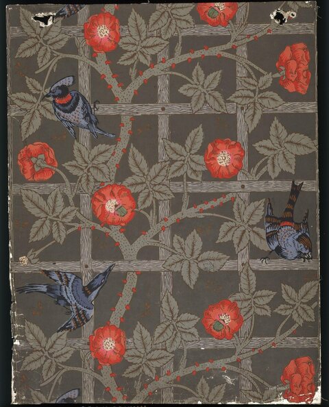 Bird and Rose Trellis Pattern