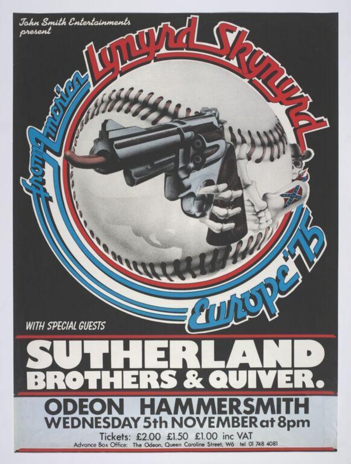 Lynyrd Skynyrd 1975 Europe Concert Poster