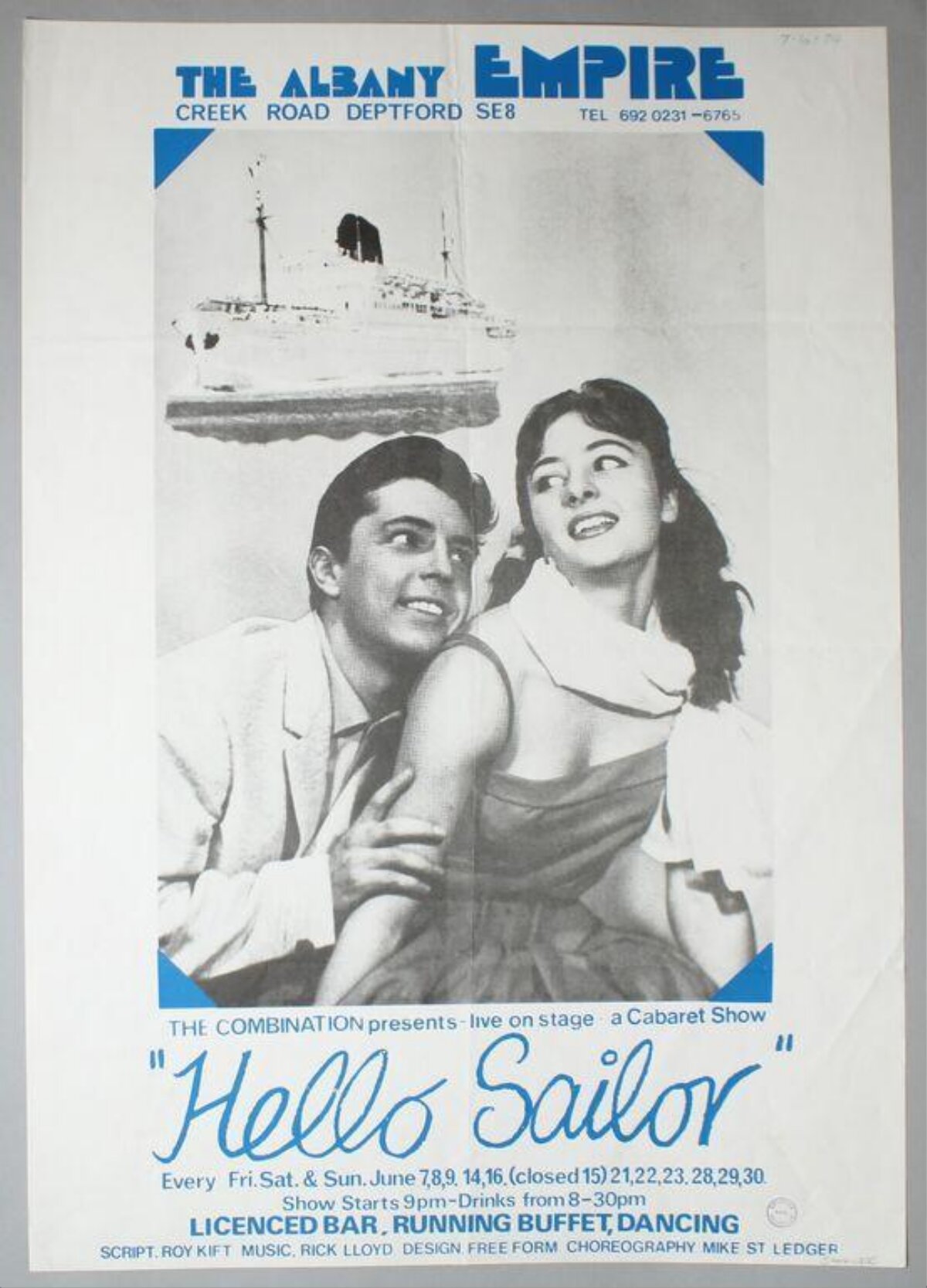 Vintage Hello Sailor Cabaret Show Poster