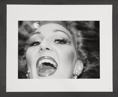 Black and White Close-up of Laughing Woman