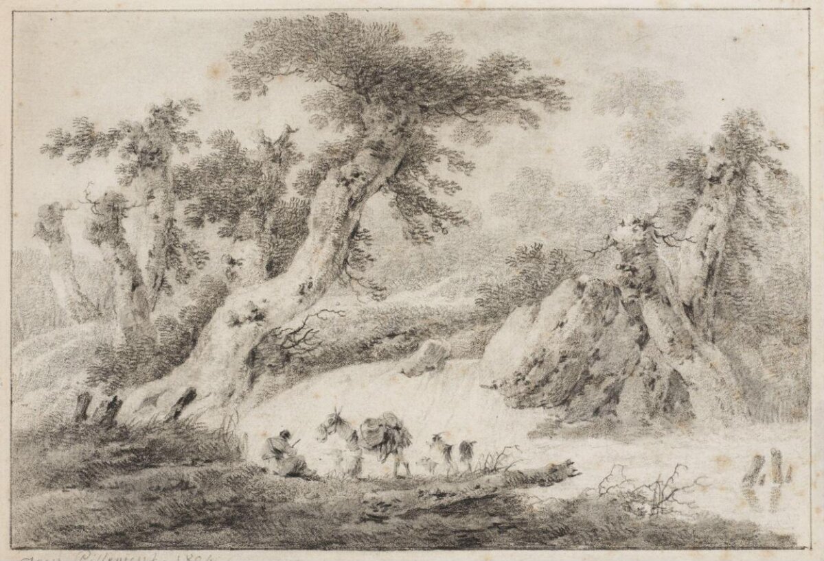 Wooded Landscape with Resting Traveler