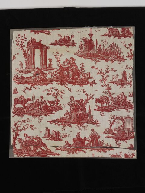 Vintage Red Toile Pattern Fabric