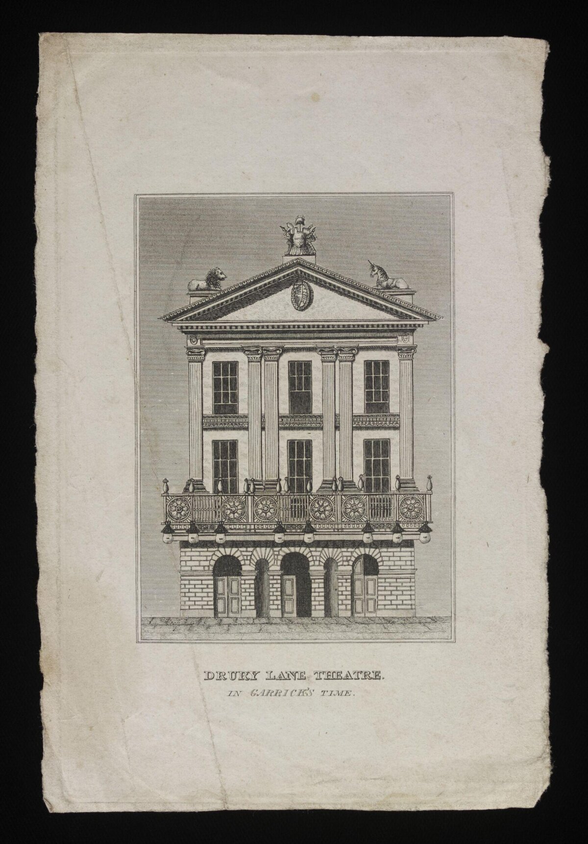Antique Engraving of Drury Lane Theatre