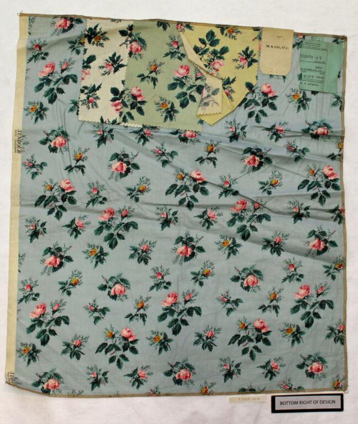 Vintage Rose Print Fabric Sample Card