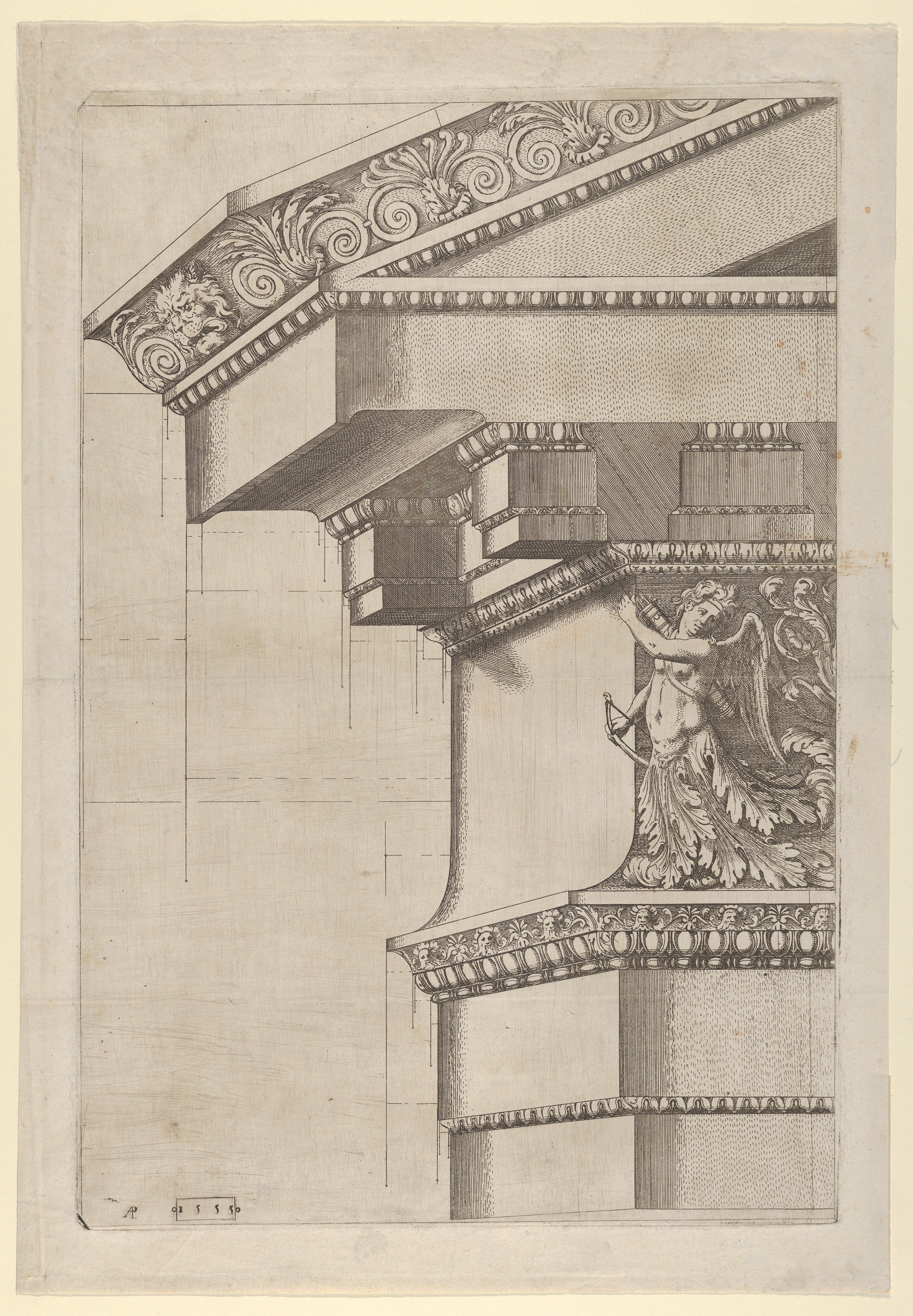 Classical Architectural Cornice Engraving