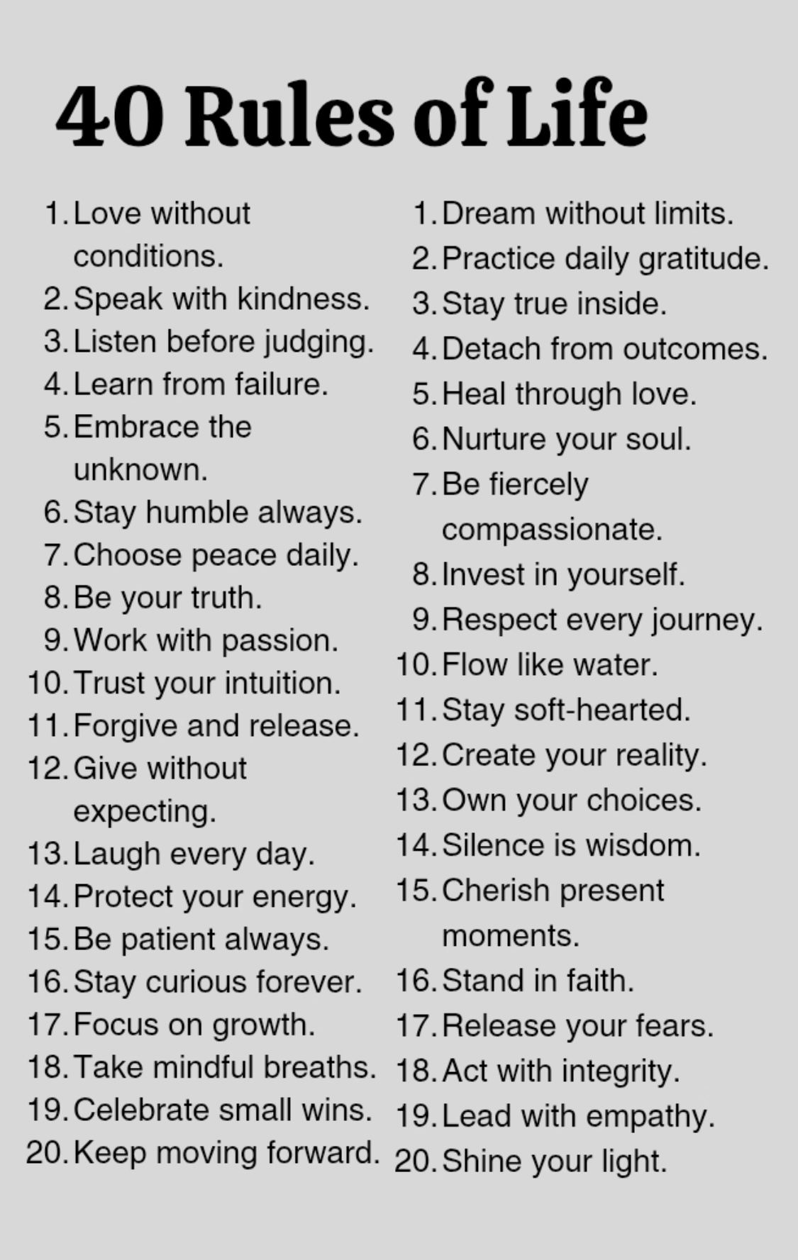 40 Rules of Life