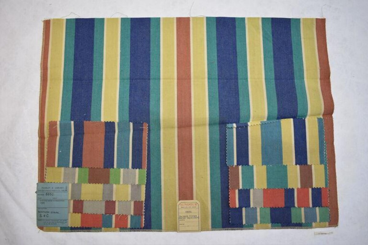 Vintage Striped Textile Swatch Card