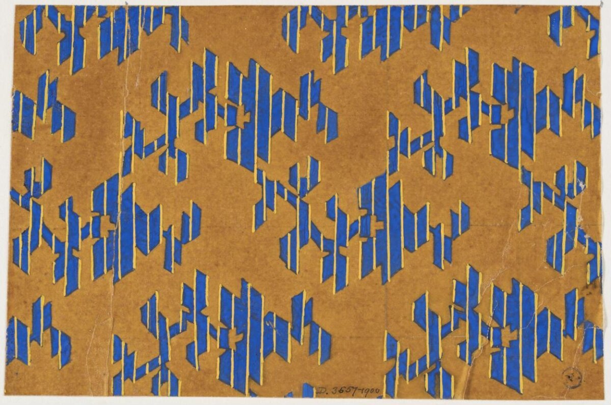 Blue and Gold Geometric Pattern Design