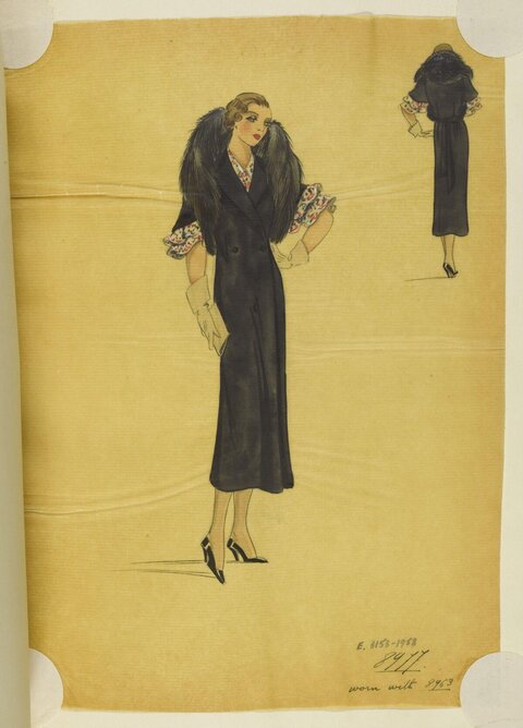 Vintage Black Dress Fashion Design Sketch