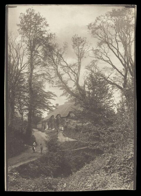 Vintage Thatched Cottage Country Scene